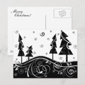 b&w kerstbomen feestdagenkaart (Voorkant / Achterkant)