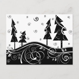 b&w kerstbomen feestdagenkaart