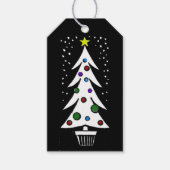 B/W Kerstboom Coördineren Cadeaulabel (Voorkant)