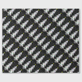  B/W-kerstboom met gekleurde sierplanten Cadeaupapier (Vlak)