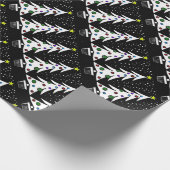  B/W-kerstboom met gekleurde sierplanten Cadeaupapier (Hoek)