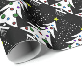  B/W-kerstboom met gekleurde sierplanten Cadeaupapier (Rol Hoek)