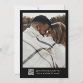 B & W Klassieke Script Kalligrafie QR Code Wedding Kaart (Achterkant)