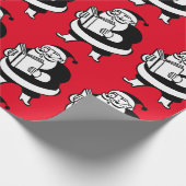 B&W leesKerstman (Lg. Afbeelding) op rood Cadeaupapier (Hoek)