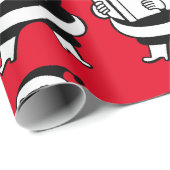 B&W leesKerstman (Lg. Afbeelding) op rood Cadeaupapier (Rol Hoek)