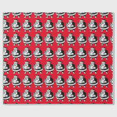  B&W-leesKerstman (Med.) Afbeelding) op rood Cadeaupapier (Vlak)