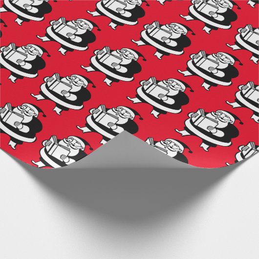  B&W-leesKerstman (Med.) Afbeelding) op rood Cadeaupapier (Hoek)