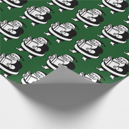 B&W-leesKerstman (Med.) Afbeelding) over de groen Cadeaupapier (Hoek)
