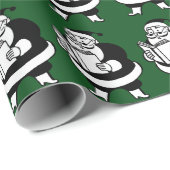  B&W-leesKerstman (Med.) Afbeelding) over de groen Cadeaupapier (Rol Hoek)