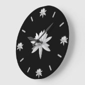 B/W Lily Lotus Art Cool Trendy Unique Grote Klok (Hoek)