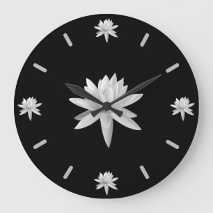B/W Lily Lotus Art Cool Trendy Unique Grote Klok