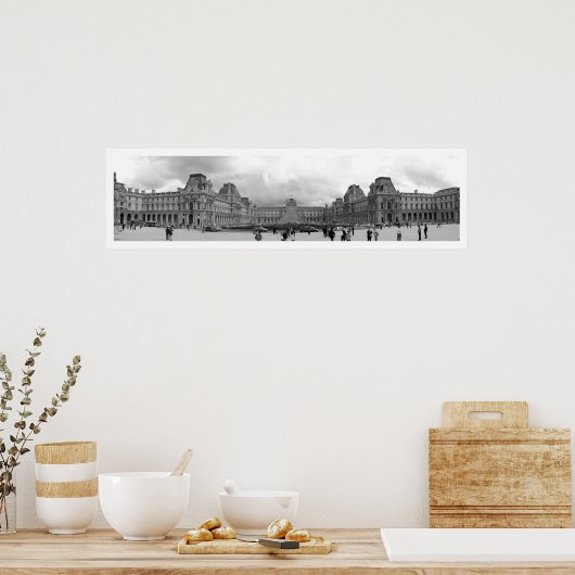 B&W Louvre Panoramiek Poster (Keuken)