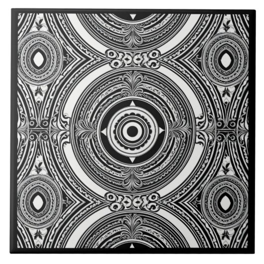 B&W Medaillon Motief Tegeltje (Voorkant)