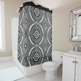 B&W Medallion Motief Douchegordijn