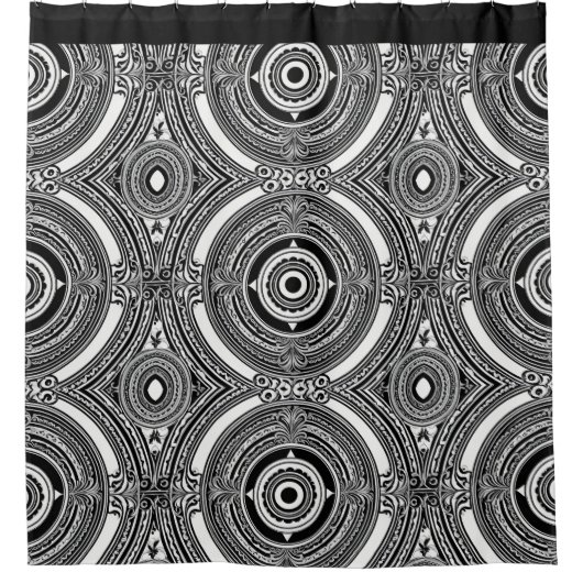 B&W Medallion Motief Douchegordijn (Voorkant)