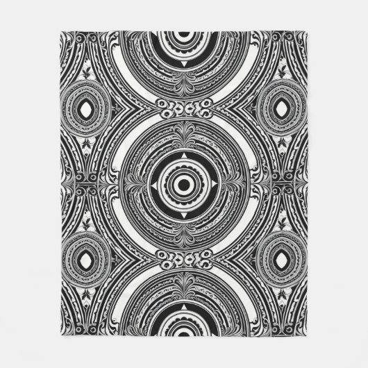 B&W Medallion Motief Fleece Deken (Voorkant)