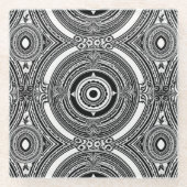 B&W Medallion Motief Glazen Onderzetter (Voorkant)