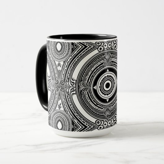 B&W Medallion Motief Mok (Voorkant links)