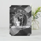 B&W Militaire Patriottische Vlag met Foto Kaart (Staand voorkant)