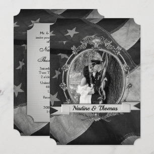 B&W Militaire Patriottische Vlag met Foto Kaart