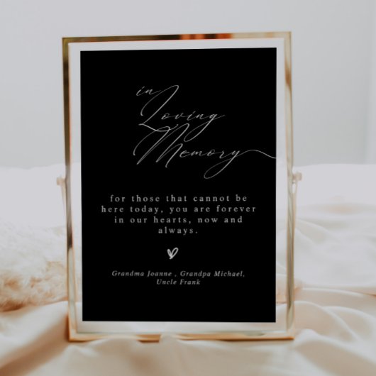B & W Minimalistisch 'In Loving Memory' Trouwbord Poster