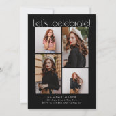 B & W Minimalistisch Modern 5 Arch Photo Afstudere Kaart (Achterkant)