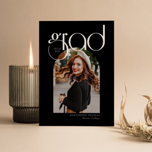 B & W Minimalistisch Modern 5 Arch Photo Afstudere Kaart