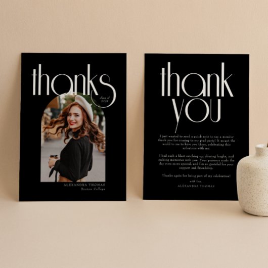 B & W Minimalistisch & Modern Arch Photo Afstudere Bedankkaart