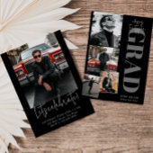 B&W Minimalistisch modern verticaal 5 foto Afstude Kaart