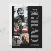 B&W Minimalistisch modern verticaal 5 foto Afstude Kaart (Voorkant)