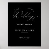 B & W Minimalistische Moderne Script Trouw Welkom Poster (Voorkant)