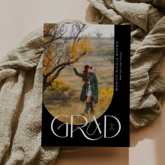 B&W Moderne boog minimalistische foto afstudeerfee Kaart