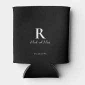 B/W Monogram & Paar Names Wedding Koelbox Blikjeskoeler (Voorkant)