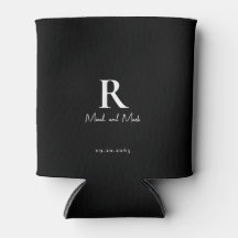 B/W Monogram & Paar Names Wedding Koelbox