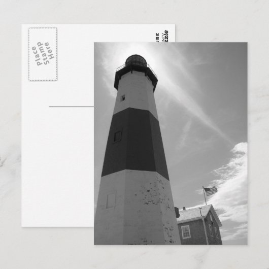 B&W - Montauk Lighthouse - Post Card Briefkaart (Voorkant / Achterkant)