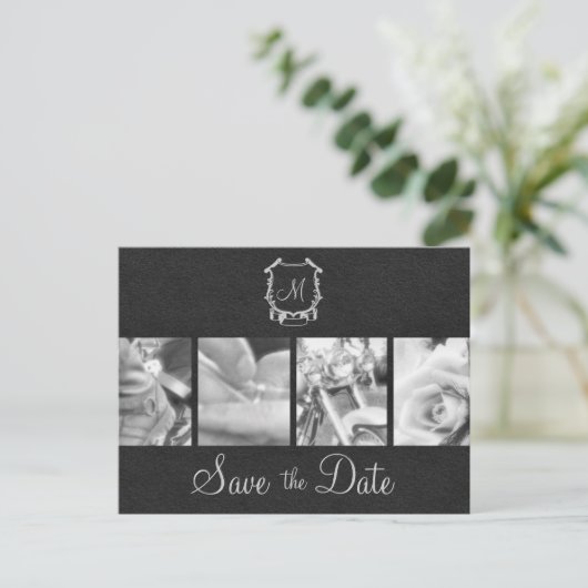 B&W Motorfiets Foto's Bewaar de Datum Aankondiging (Staand voorkant)