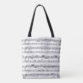 B/W muzieknoten met naam, aangepast Tote Bag (Achterkant)