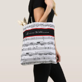 B/W muzieknoten met naam, aangepast Tote Bag (Dichtbij)