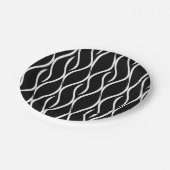 B&W Naadloos Golflijn Patroon Papieren Bordje (Gekanteld)