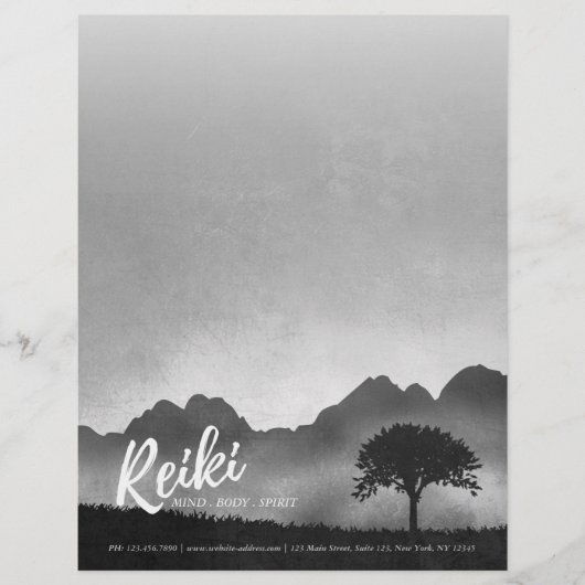 B&W Natural Reiki Master Yoga Mediation instructeu Briefhoofd (Voorkant)