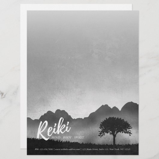 B&W Natural Reiki Master Yoga Mediation instructeu Briefhoofd (Voorkant / Achterkant)