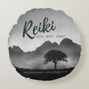 B&W Natural Reiki Master Yoga Mediation instructeu Rond Kussen