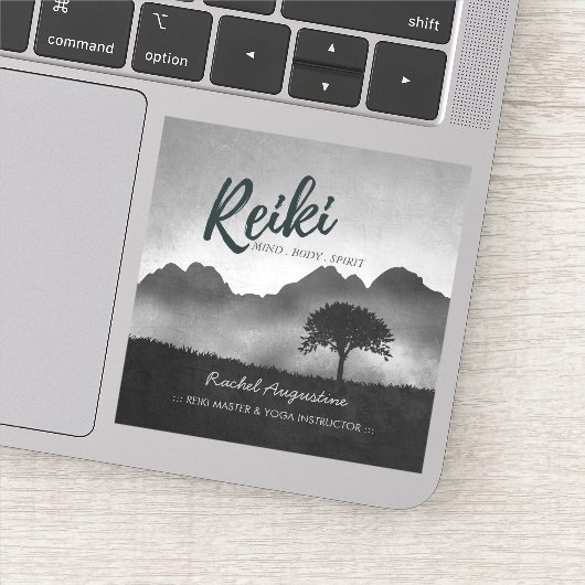 B&W Natural Reiki Master Yoga Mediation instructeu Sticker (Detail)