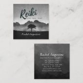 B&W Natural Reiki Master Yoga Mediation instructeu Vierkante Visitekaartje (Voorkant / Achterkant)