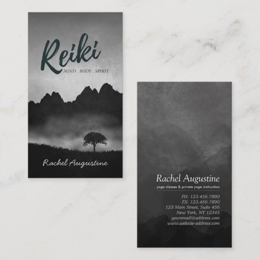 B&W Natural Reiki Master Yoga Mediation instructeu Visitekaartje (Voorkant / Achterkant)