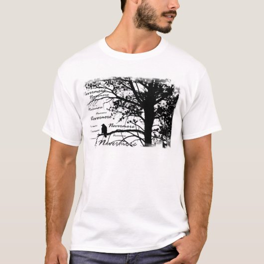 B&W Nevermore Raven Silhouette T-shirt (Voorkant)