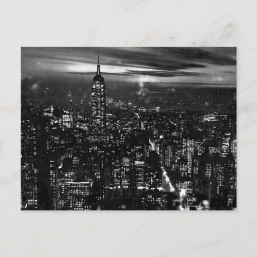 B&W New York City 's nachts Briefkaart (Voorkant)