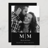 B/W Paar Foto Zwart Vakantie Kaart (Voorkant / Achterkant)