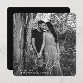 B/W Paar Fotovierkant Afgerond Save the Date (Voorkant / Achterkant)