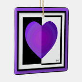 B&W Paars hart met keramisch Ornament (Rechts)